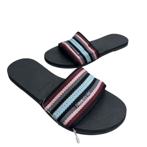 Havaianas Slides Womens Size 6 Black Summer Sandals NEW - Picture 3 of 6